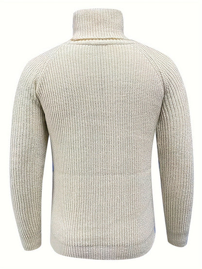 Men’s Beige Turtleneck Jumper Classic Warm Winter Knit