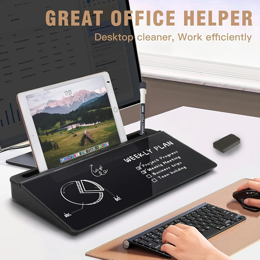Plexiglass Whiteboard and Glass Dry Erase Board with Magnetic Desktop Organizer Marker
