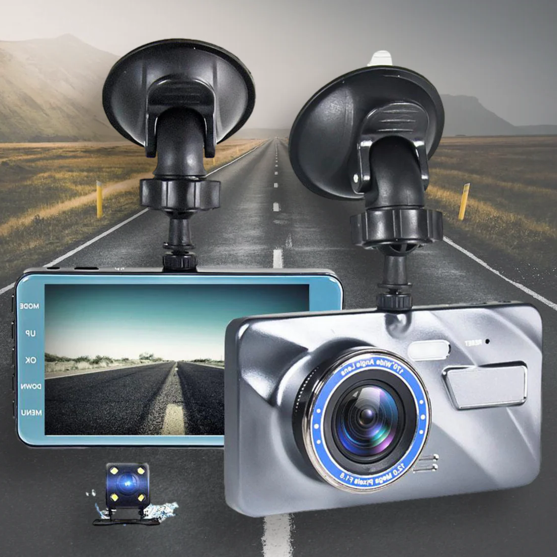 Dashboard Camera for Car with Rear 4.0 Inch Touchscreen Dual Dash Cam System with Night Vision - Image 1