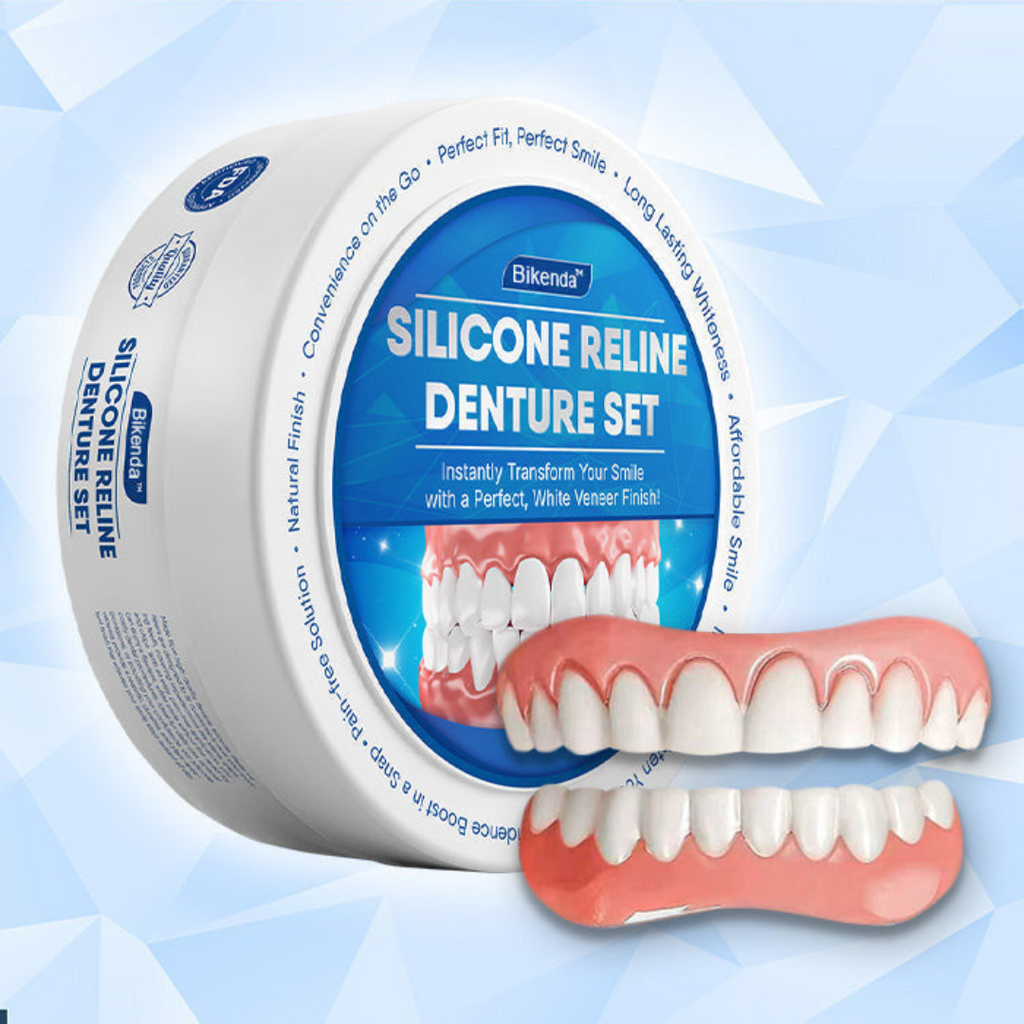 Dental Flipper Front Tooth Temporary Snap on Dentures with Silicone Reline Kit and Moldable Strips - Image 1