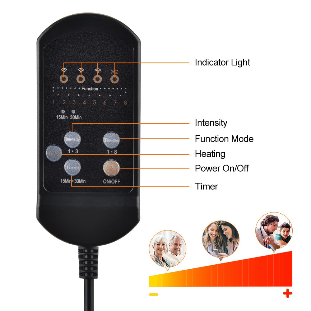 Desk Chair Massage Seat Cushion with Heat and Vibration for Office Car Pressure Relief - Image 3