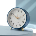 Desk Clock Table Analog Round Small Metal Peg Feet - Image 1