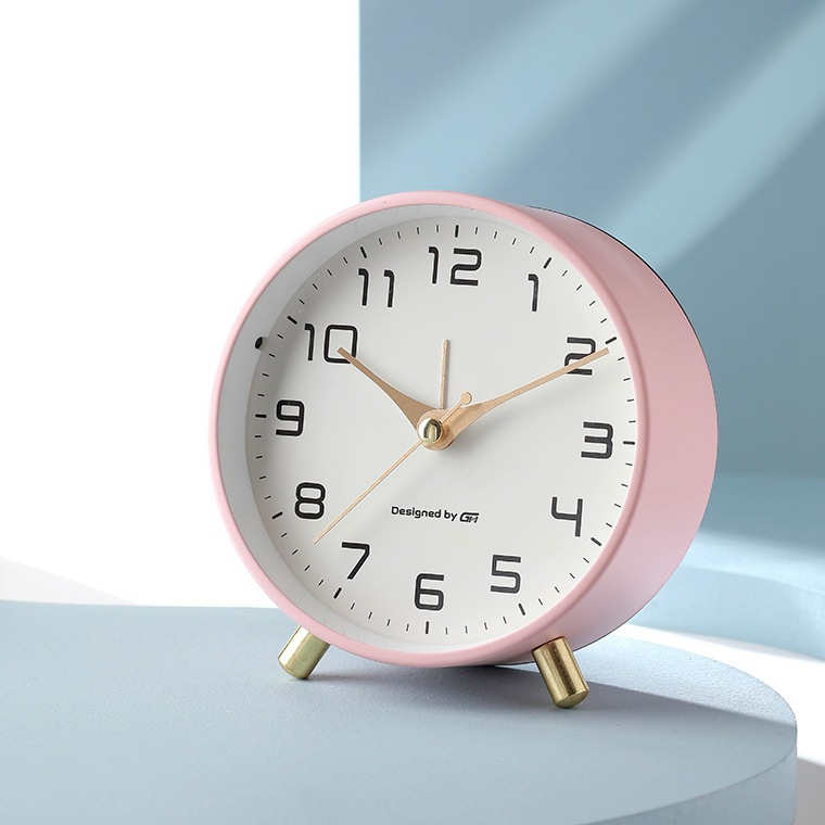Desk Clock Table Analog Round Small Metal Peg Feet - Image 10
