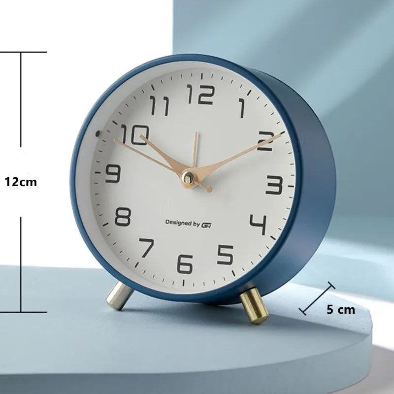 Desk Clock Table Analog Round Small Metal Peg Feet - Image 11