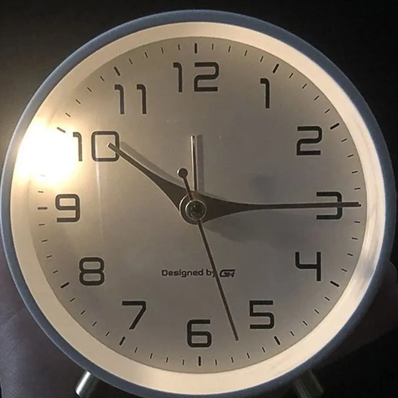 Desk Clock Table Analog Round Small Metal Peg Feet - Image 5