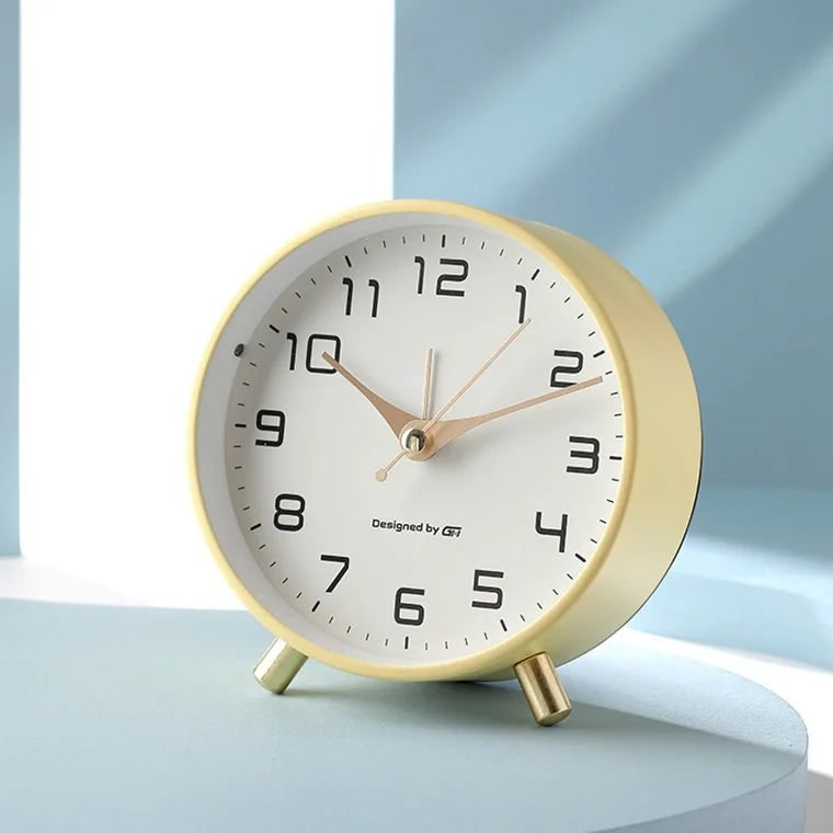 Desk Clock Table Analog Round Small Metal Peg Feet - Image 9