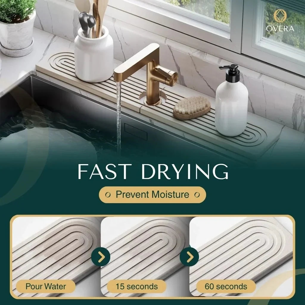 Diatomaceous Earth Faucet Splash Guard Mat with Quick-Drying Absorbent Surface - Image 4