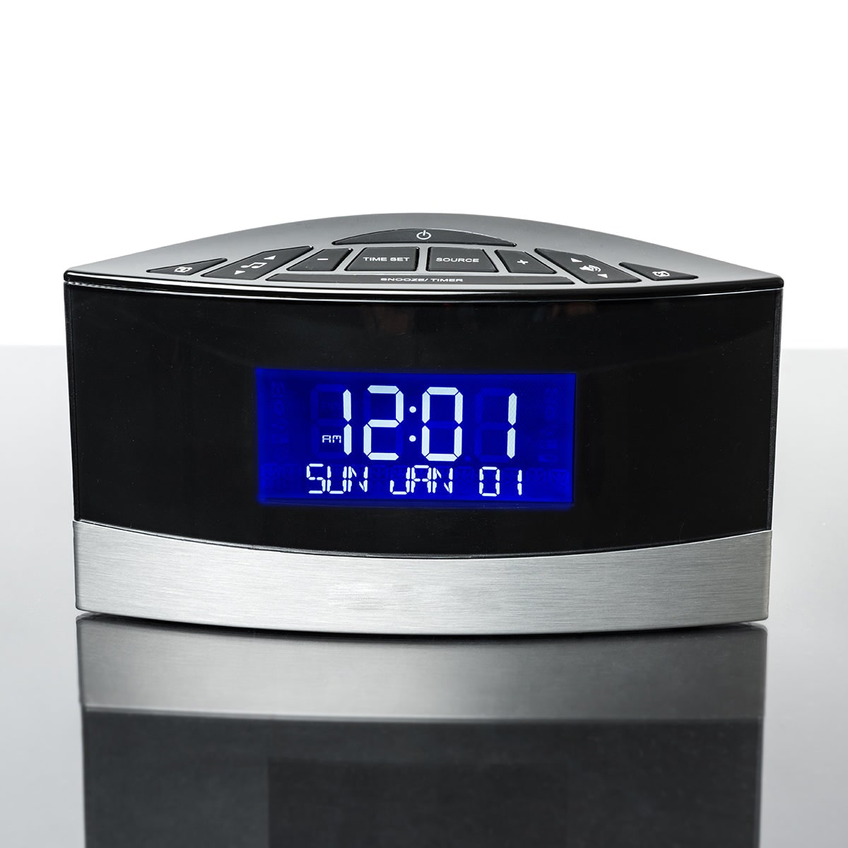 Digital Alarm Clock Radio Bedside Sound Machine Calendar Display Metal White Noise - Image 3