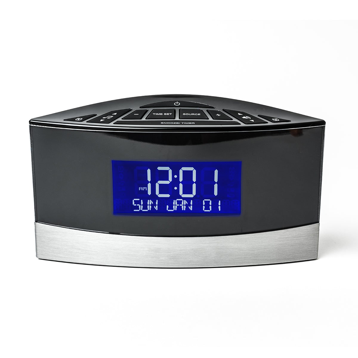 Digital Alarm Clock Radio Bedside Sound Machine Calendar Display Metal White Noise - Image 7