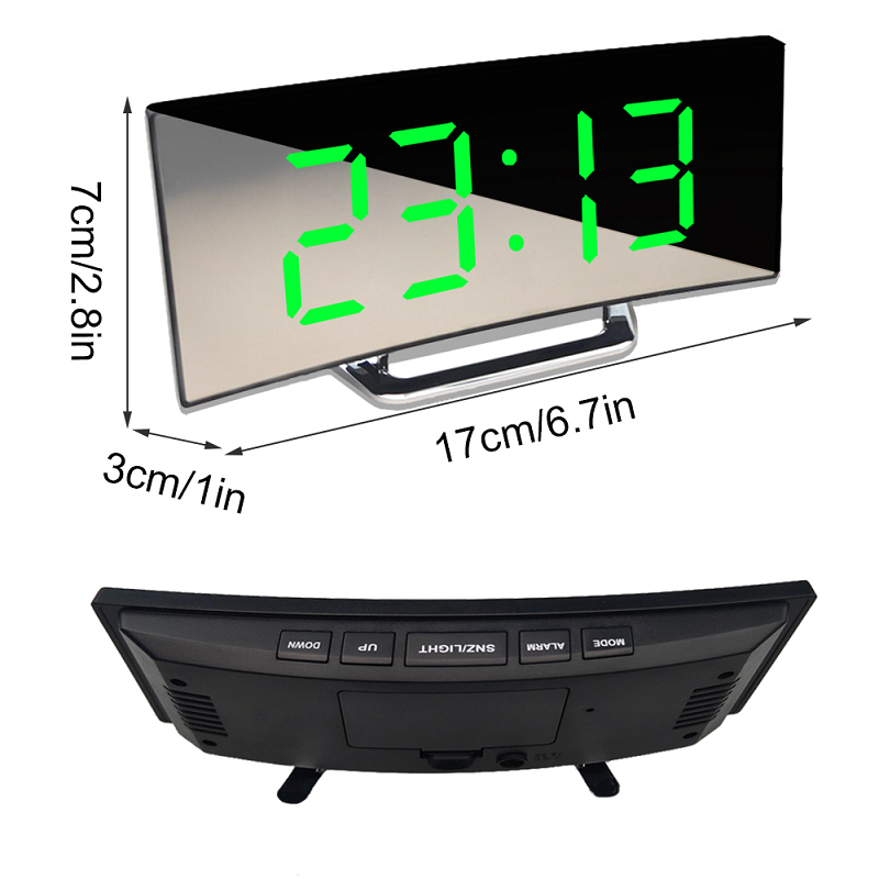 Digital Alarm Clock with Curved LED Mirror Display and Auto Dimming - Image 4