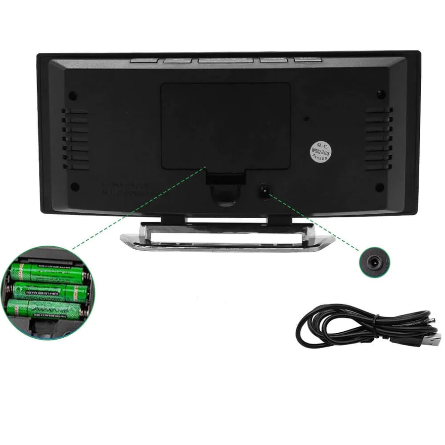 Digital Alarm Clock with Curved LED Mirror Display and Auto Dimming - Image 5