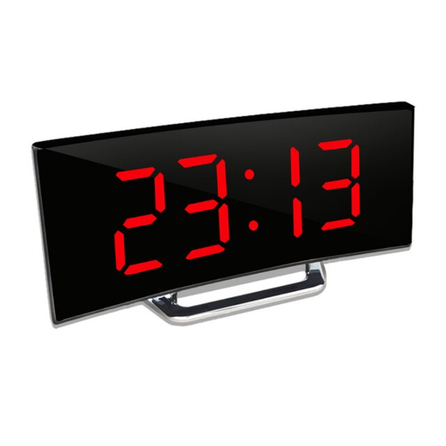 Digital Alarm Clock with Curved LED Mirror Display and Auto Dimming - Image 8