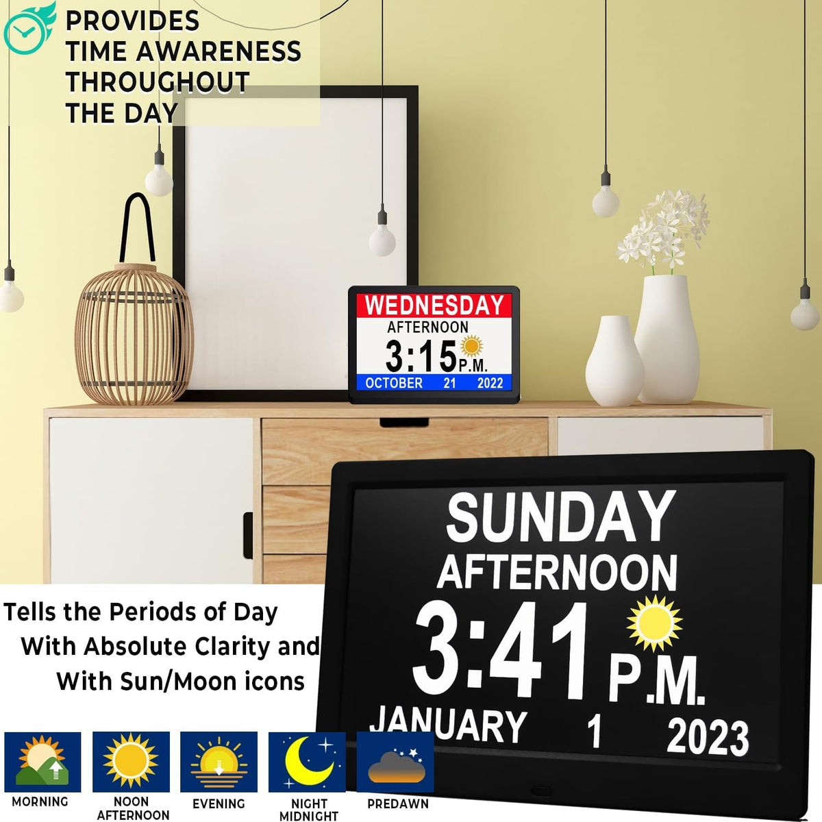 Digital Clock with Seconds and Large 11.5-Inch Display for Seniors with Calendar Day and Date - Image 2