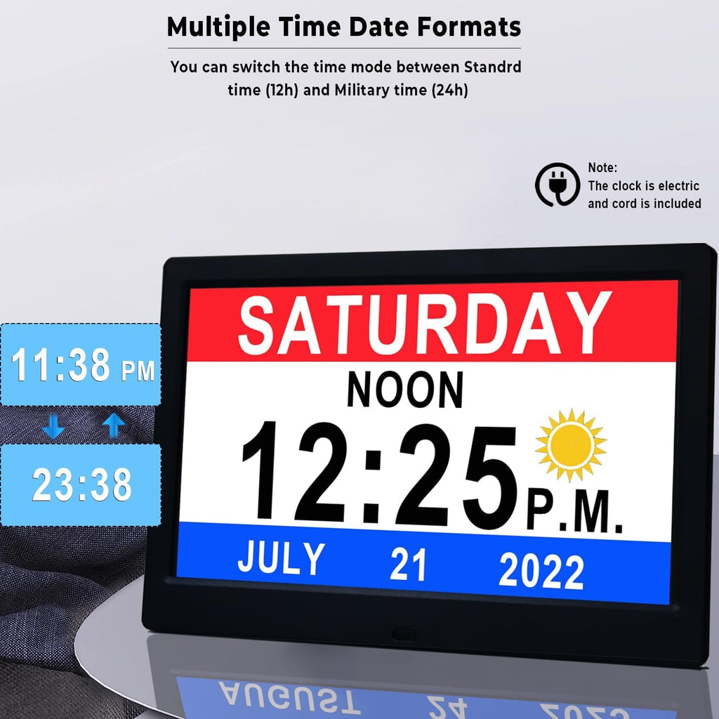 Digital Clock with Seconds and Large 11.5-Inch Display for Seniors with Calendar Day and Date - Image 4