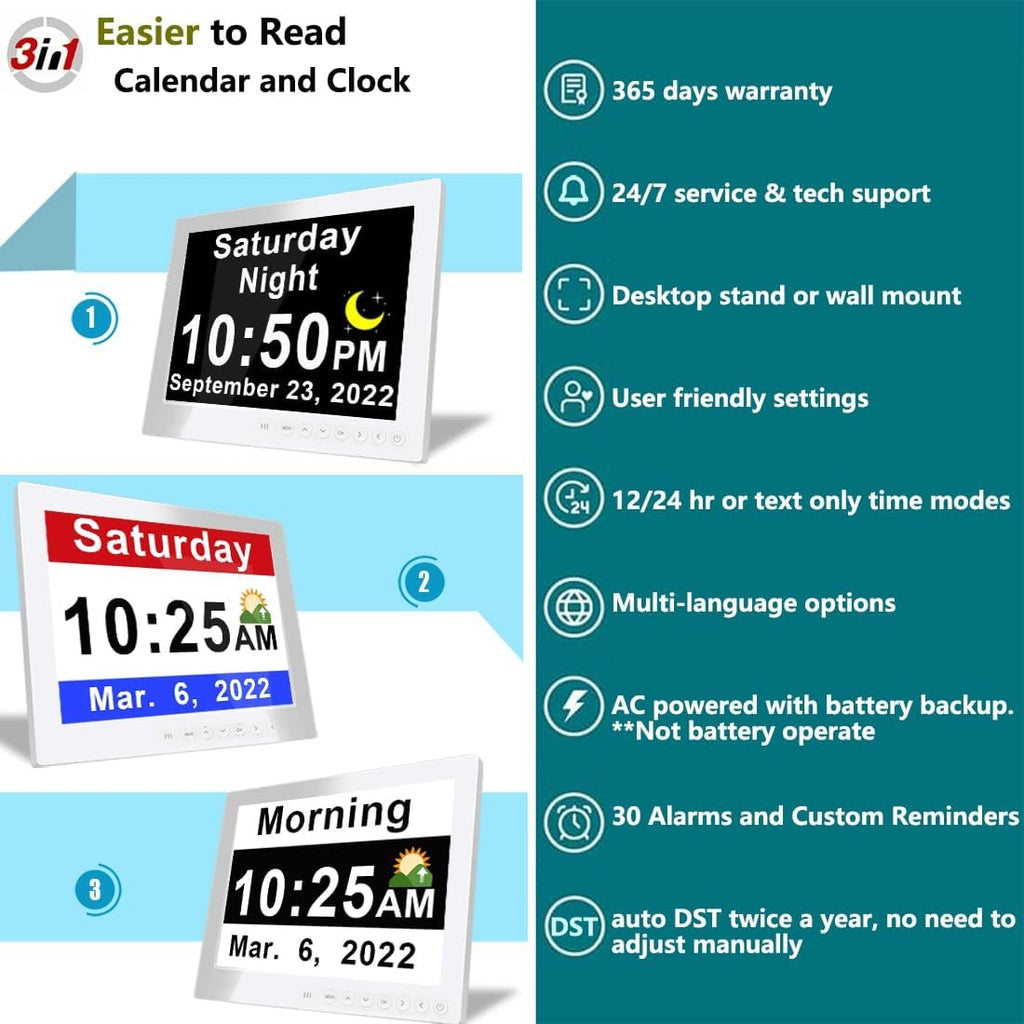 Digital Clock with Seconds and Large 11.5-Inch Display for Seniors with Calendar Day and Date - Image 9