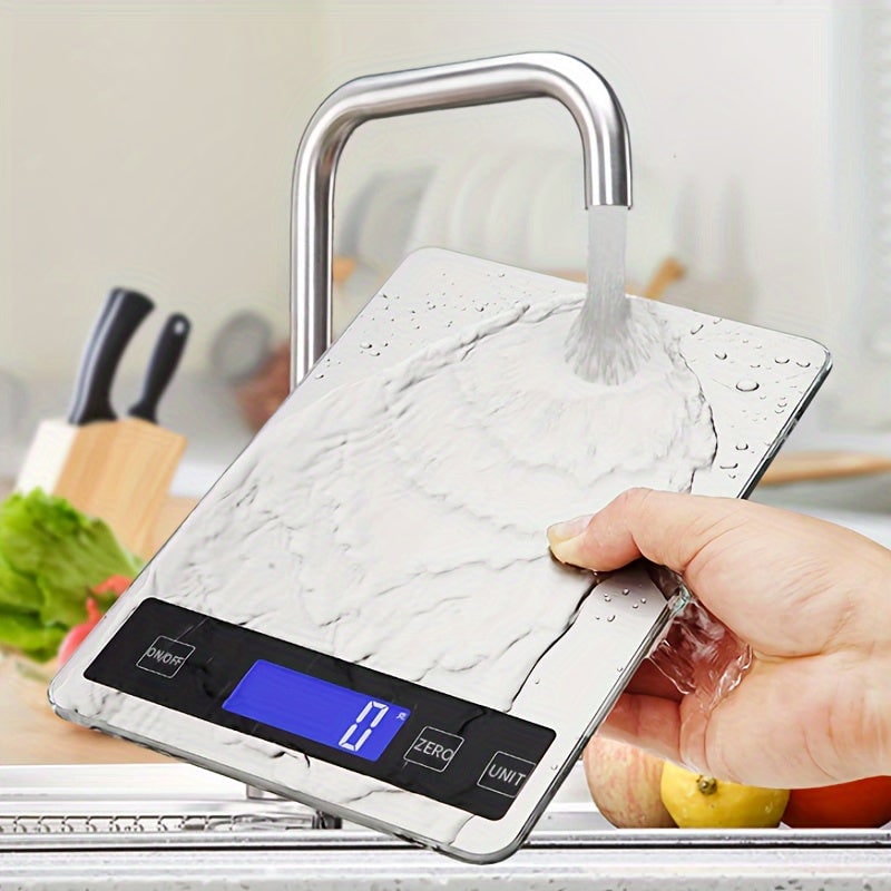 Digital Food Scale Kitchen Electronic Stainless Steel Waterproof USB Rechargeable - Image 1