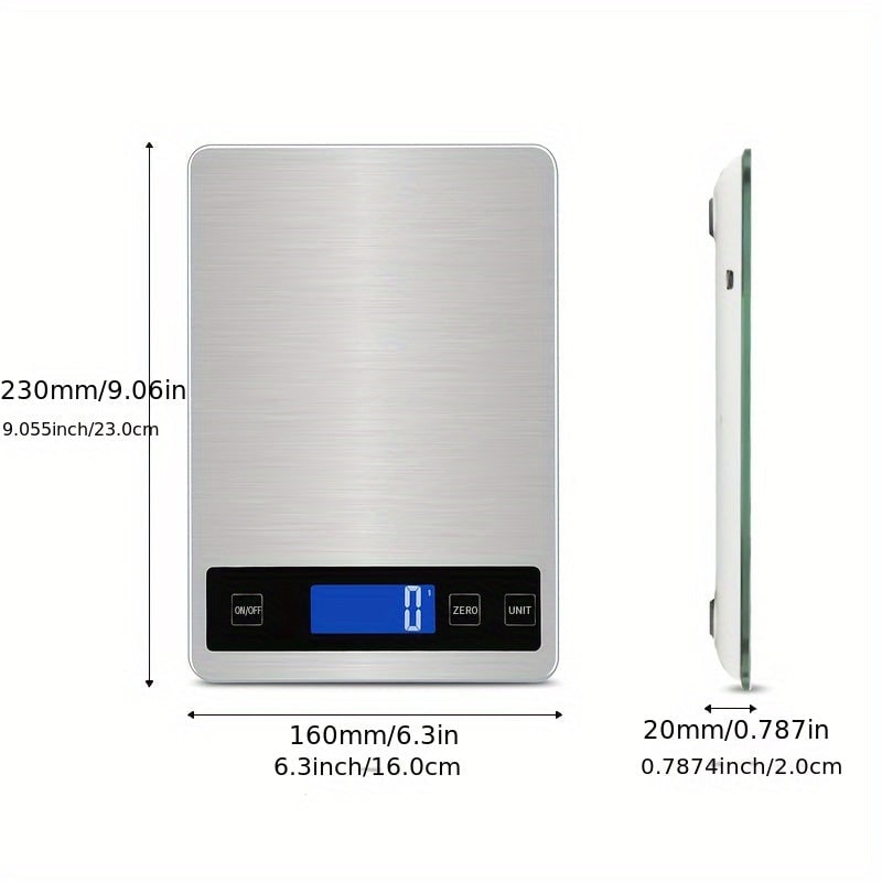 Digital Food Scale Kitchen Electronic Stainless Steel Waterproof USB Rechargeable - Image 4