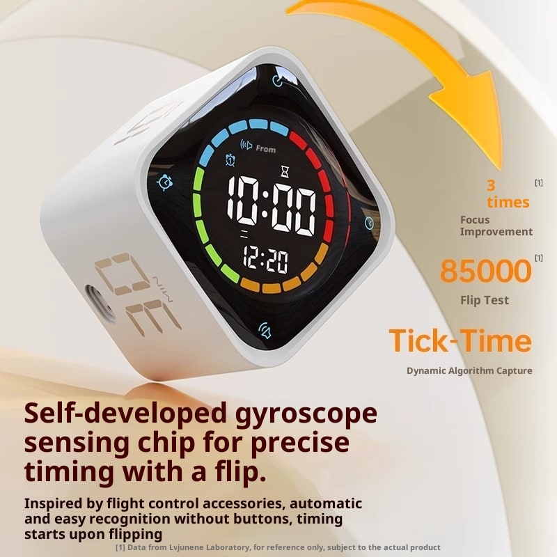 Digital Gravity Flip Cube Timer with LED Display and Charging Dock With Seconds - Image 3