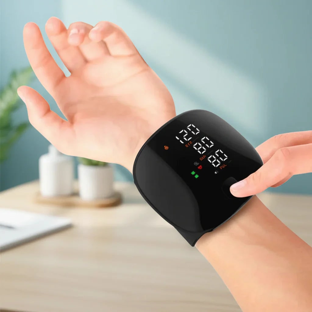 Digital Wrist Blood Pressure Cuff with Color LED Display and Voice Broadcast - Image 1