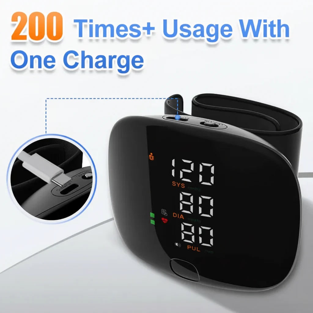 Digital Wrist Blood Pressure Cuff with Color LED Display and Voice Broadcast - Image 6