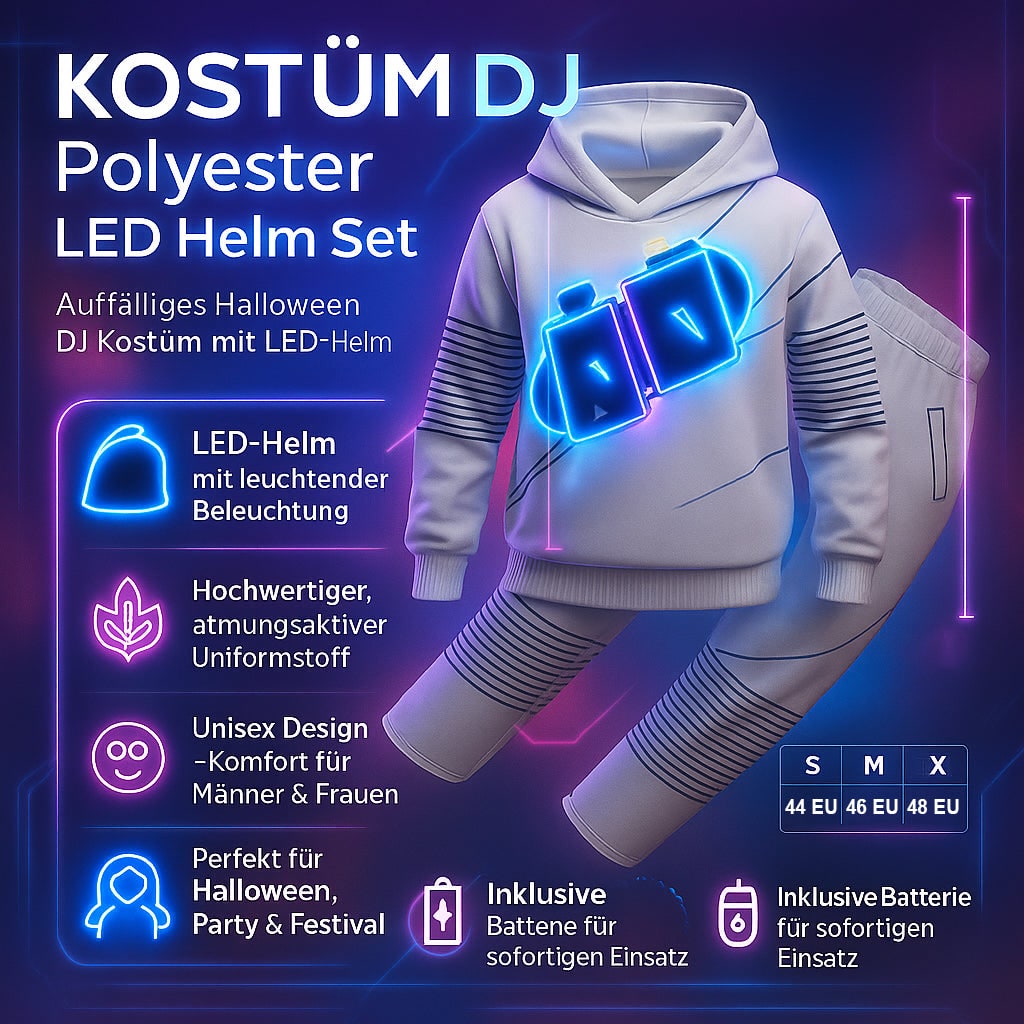 Dj Costume with LED Mask and Light-Up Chest Graphic for Kids''' Disc Jockey - Image 13
