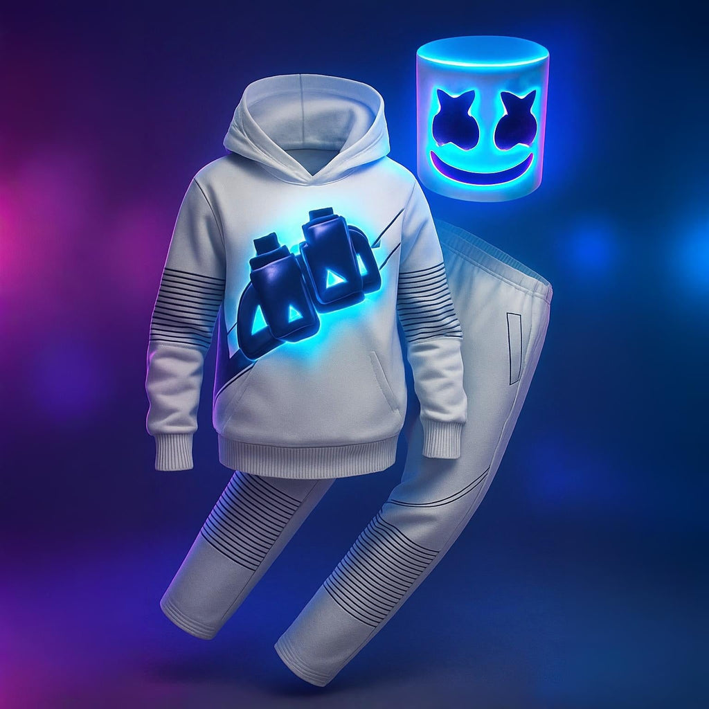 Dj Costume with LED Mask and Light-Up Chest Graphic for Kids''' Disc Jockey - Image 3