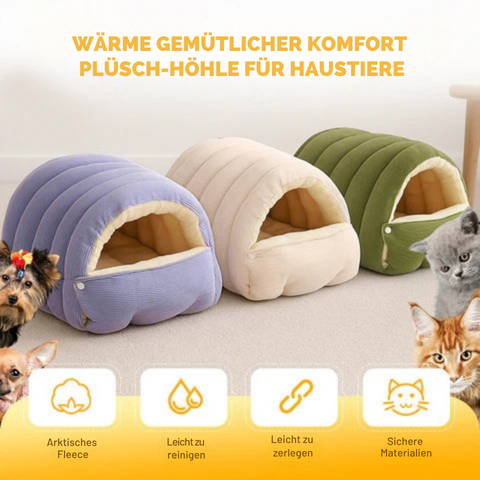 Dog Bed with Self Warming Cat Cave Design Plush Fleece Hooded Pet Window - Image 1