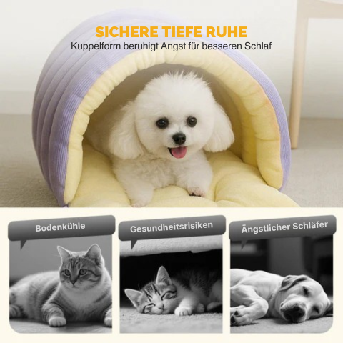 Dog Bed with Self Warming Cat Cave Design Plush Fleece Hooded Pet Window - Image 3