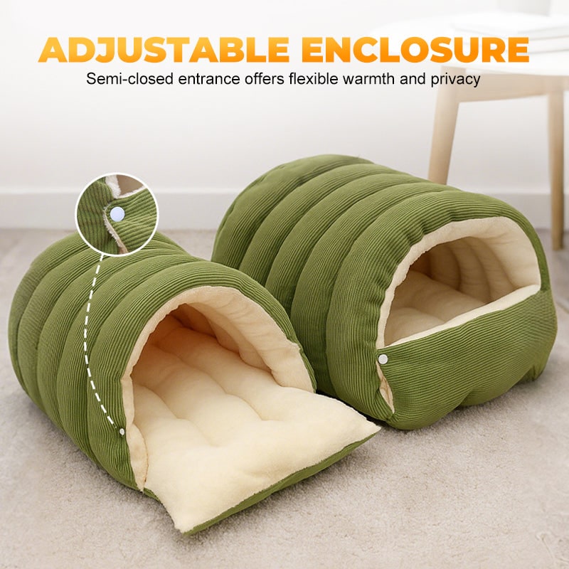 Dog Bed with Self Warming Cat Cave Design Plush Fleece Hooded Pet Window - Image 7