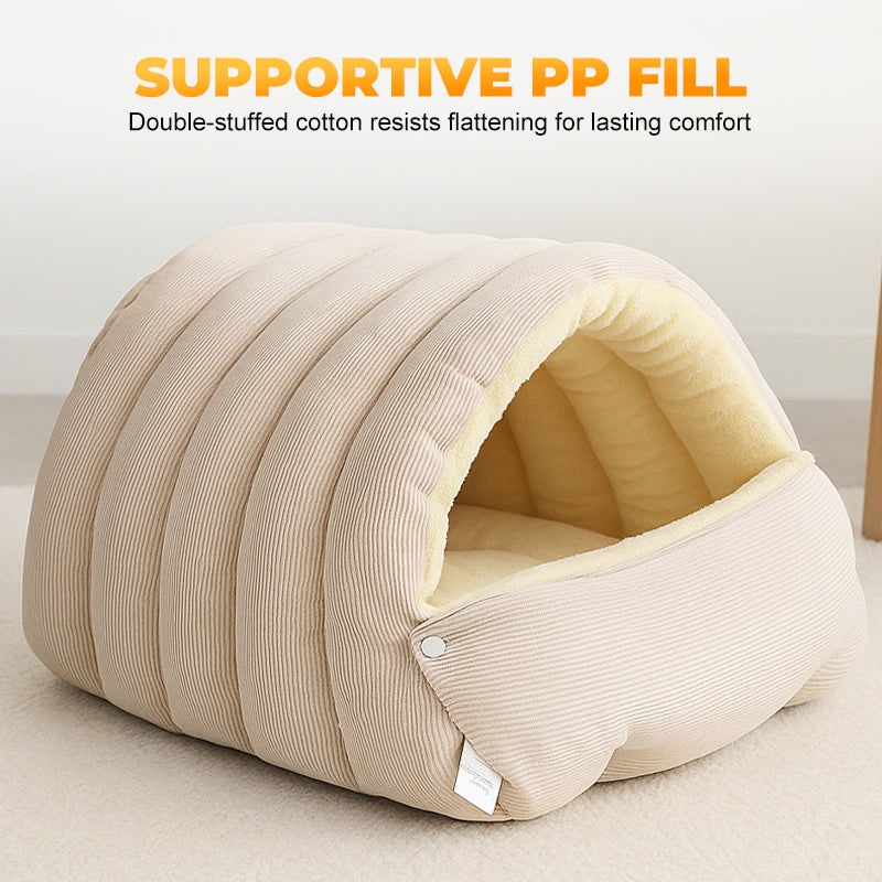 Dog Bed with Self Warming Cat Cave Design Plush Fleece Hooded Pet Window - Image 8