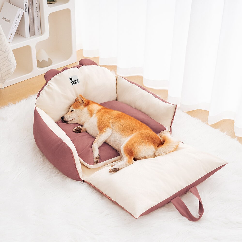 Dog Car Seat with Fold-Down Sides Safety Leash and Removable Cushions - Image 10