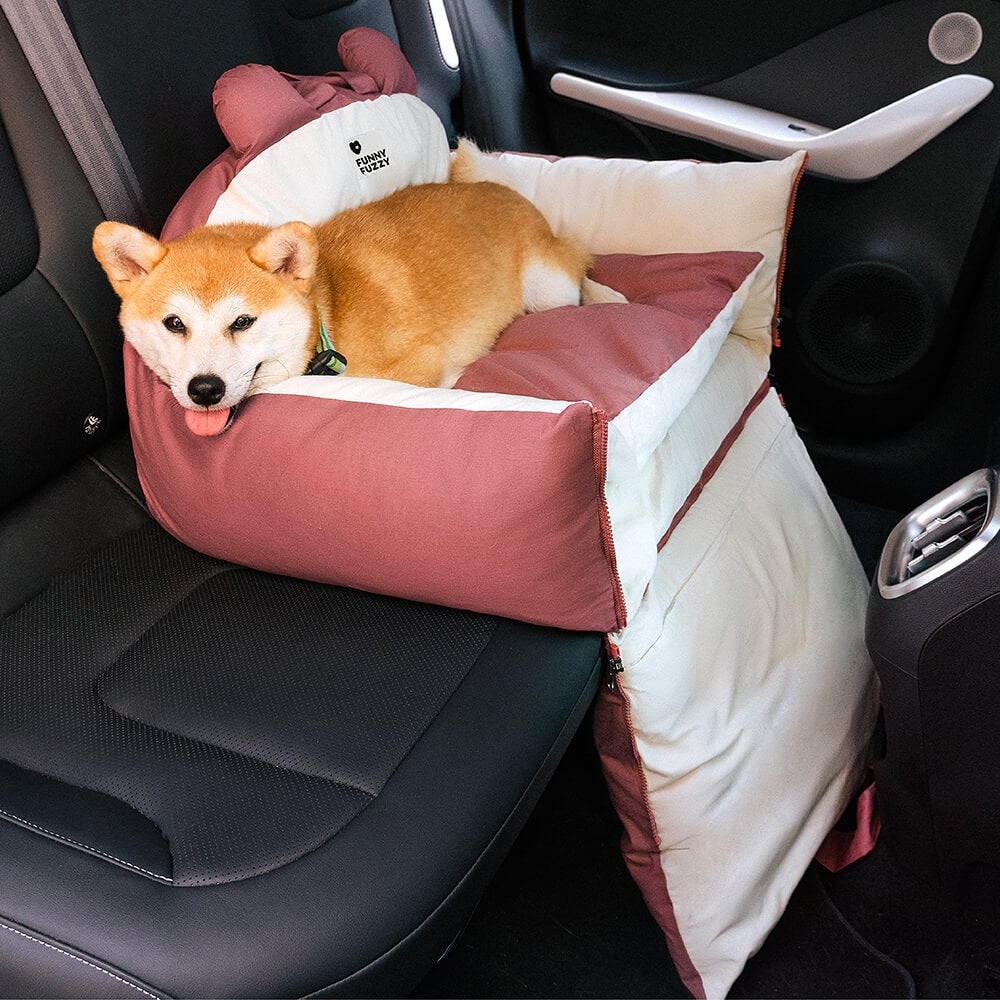 Dog Car Seat with Fold-Down Sides Safety Leash and Removable Cushions - Image 2