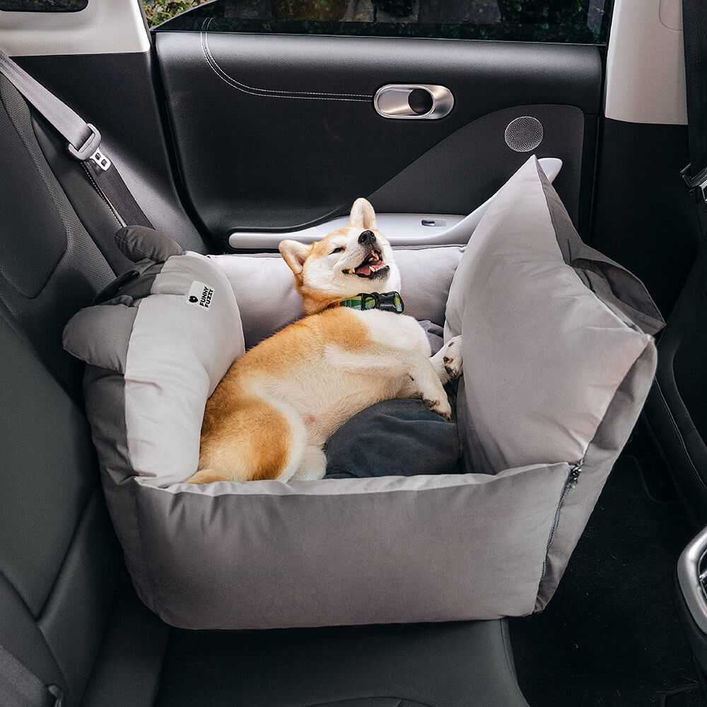 Dog Car Seat with Fold-Down Sides Safety Leash and Removable Cushions - Image 7
