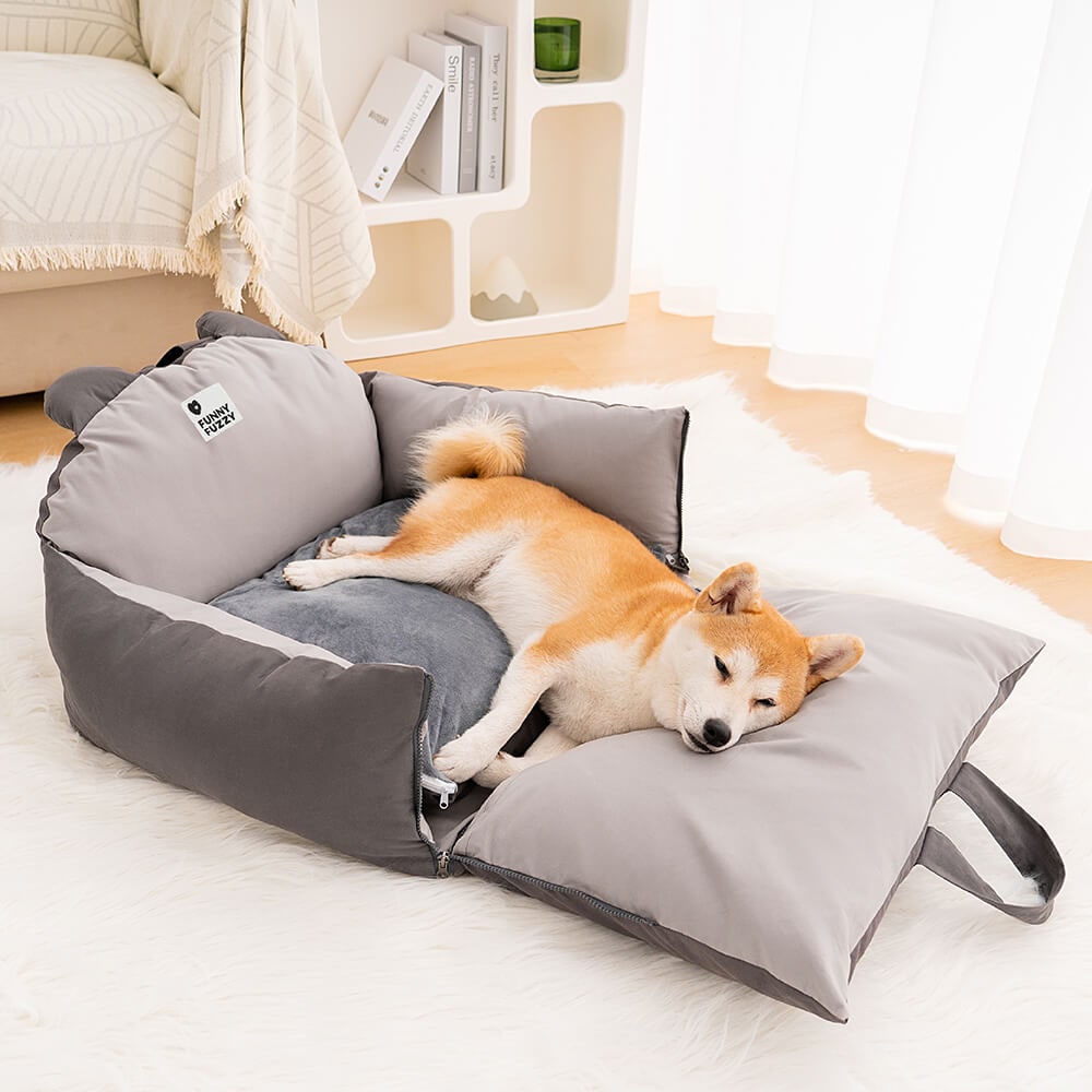 Dog Car Seat with Fold-Down Sides Safety Leash and Removable Cushions - Image 8