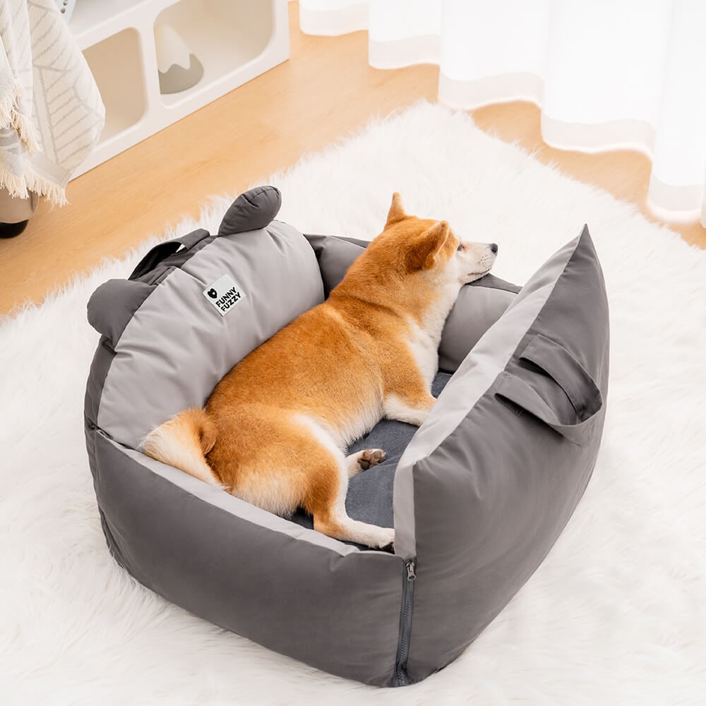 Dog Car Seat with Fold-Down Sides Safety Leash and Removable Cushions - Image 9