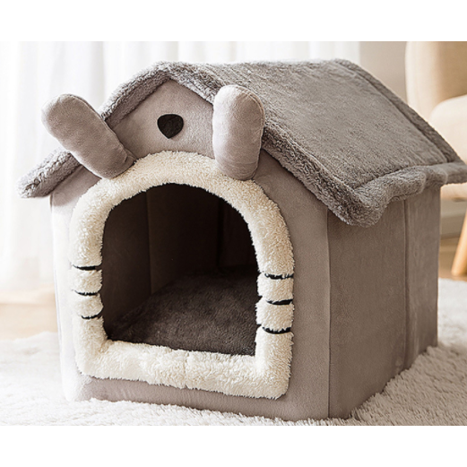 Dog House Bed and Cave with Removable Cushion Enclosed Indoor with Plush Sherpa Fleece Human - Image 1