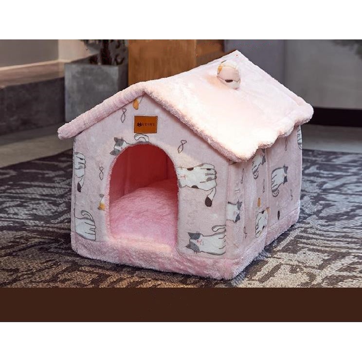 Dog House Bed and Cave with Removable Cushion Enclosed Indoor with Plush Sherpa Fleece Human - Image 13