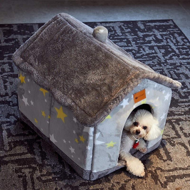 Dog House Bed and Cave with Removable Cushion Enclosed Indoor with Plush Sherpa Fleece Human - Image 19
