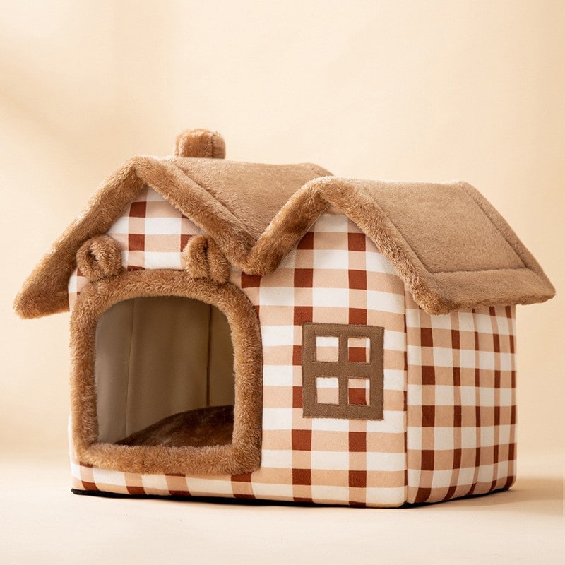 Dog House Bed and Cave with Removable Cushion Enclosed Indoor with Plush Sherpa Fleece Human - Image 24