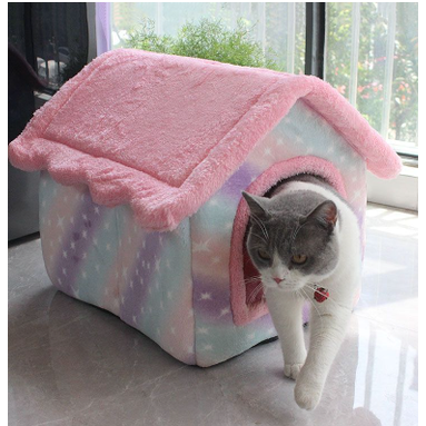Dog House Bed and Cave with Removable Cushion Enclosed Indoor with Plush Sherpa Fleece Human - Image 25