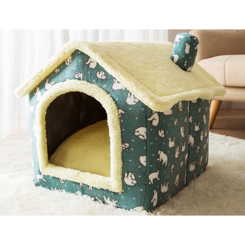 Dog House Bed and Cave with Removable Cushion Enclosed Indoor with Plush Sherpa Fleece Human - Image 26