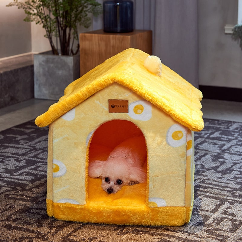 Dog House Bed and Cave with Removable Cushion Enclosed Indoor with Plush Sherpa Fleece Human - Image 29
