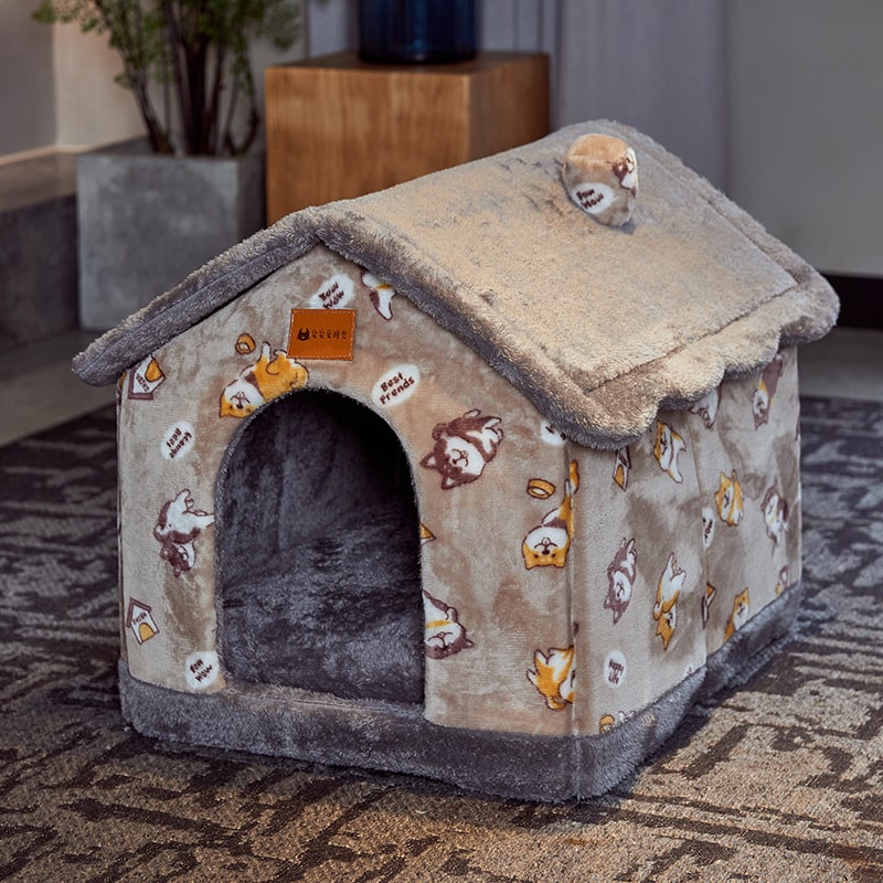 Dog House Bed and Cave with Removable Cushion Enclosed Indoor with Plush Sherpa Fleece Human - Image 33