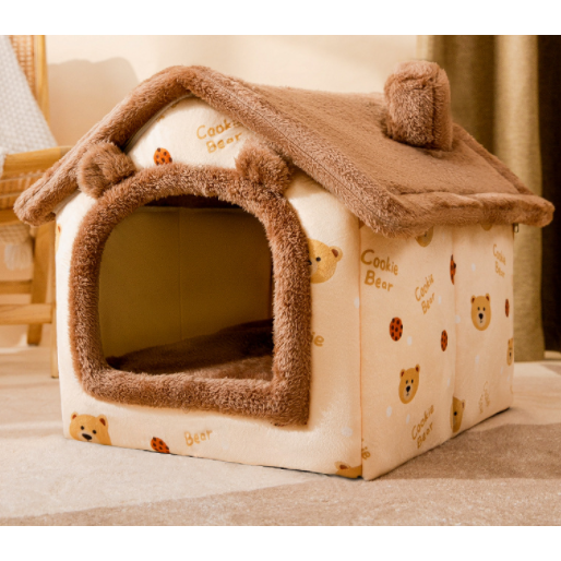 Dog House Bed and Cave with Removable Cushion Enclosed Indoor with Plush Sherpa Fleece Human - Image 8