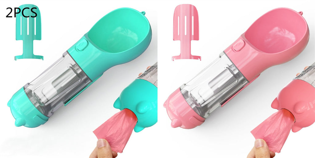 Dog Water Bottle Dispenser with Portable Bowl and Waste Bag Storage for Outdoor Travel - Image 3