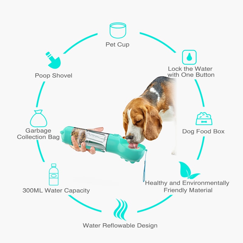 Dog Water Bottle Dispenser with Portable Bowl and Waste Bag Storage for Outdoor Travel - Image 30