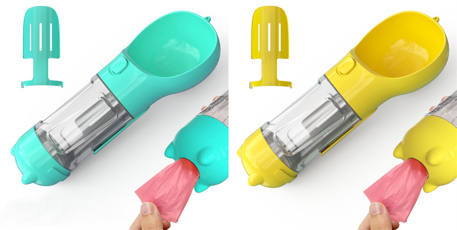 Dog Water Bottle Dispenser with Portable Bowl and Waste Bag Storage for Outdoor Travel - Image 47