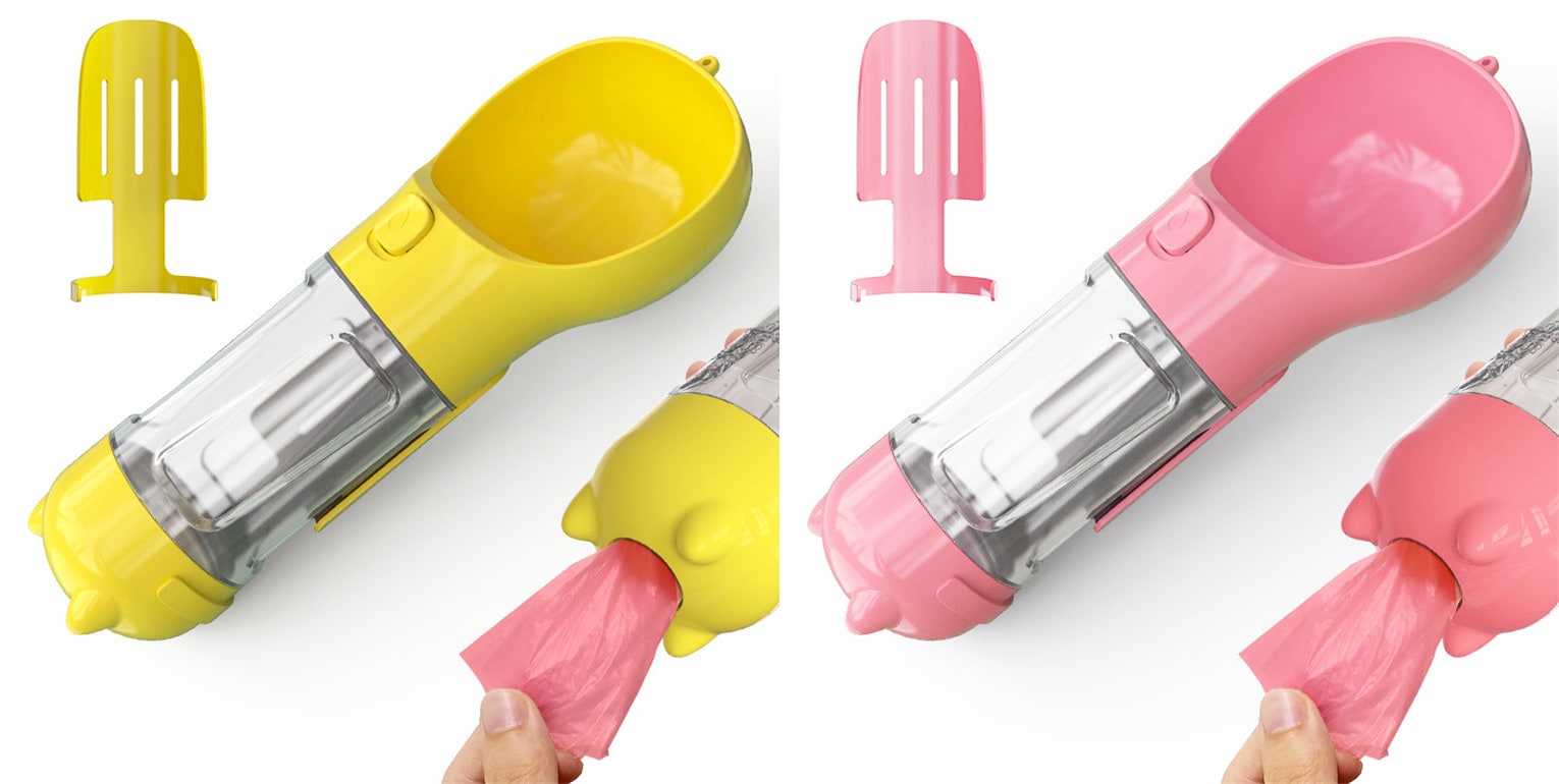 Dog Water Bottle Dispenser with Portable Bowl and Waste Bag Storage for Outdoor Travel - Image 5