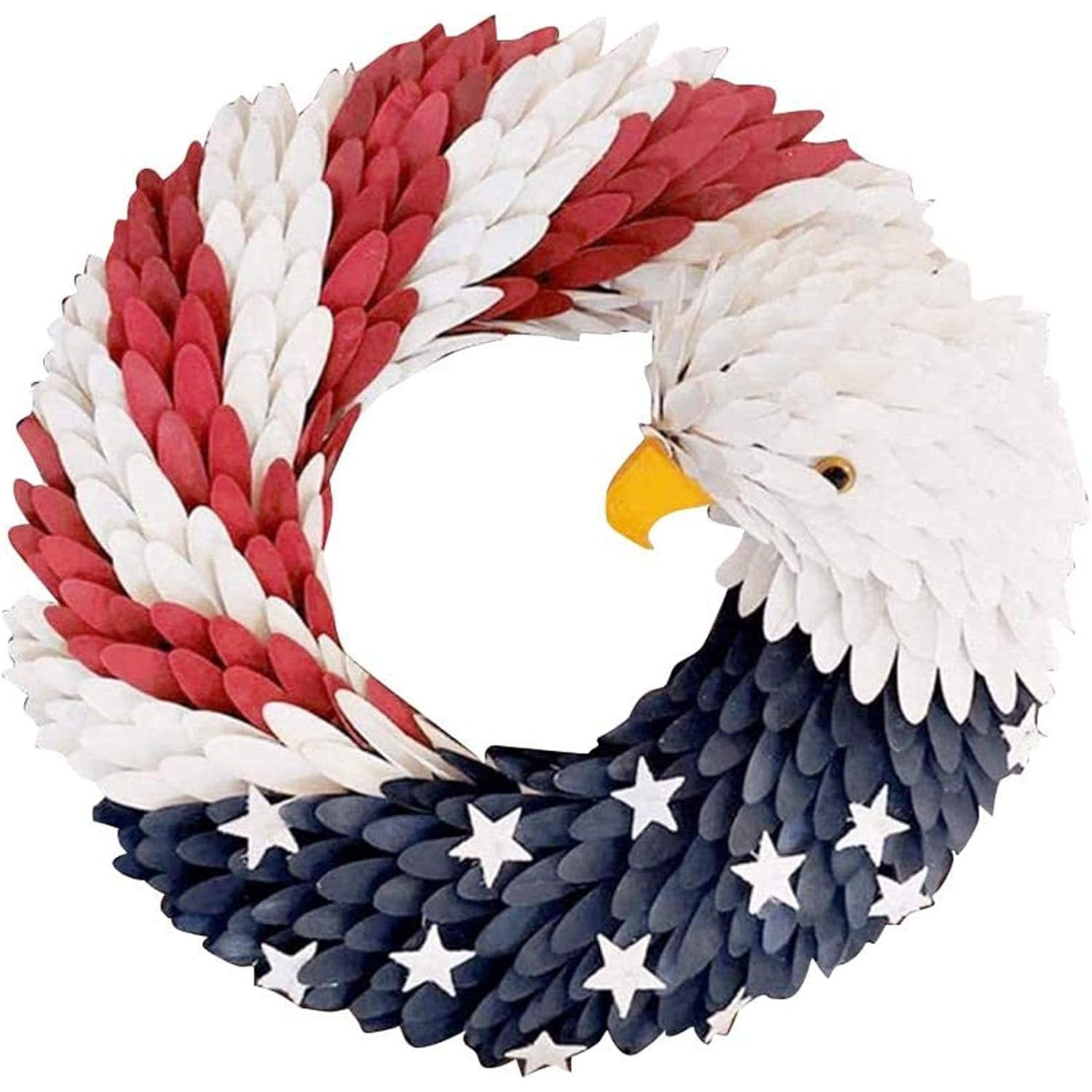 Door Wreath Patriotic Red White Blue Eagle Bald Circular Fourth Of July - Image 2