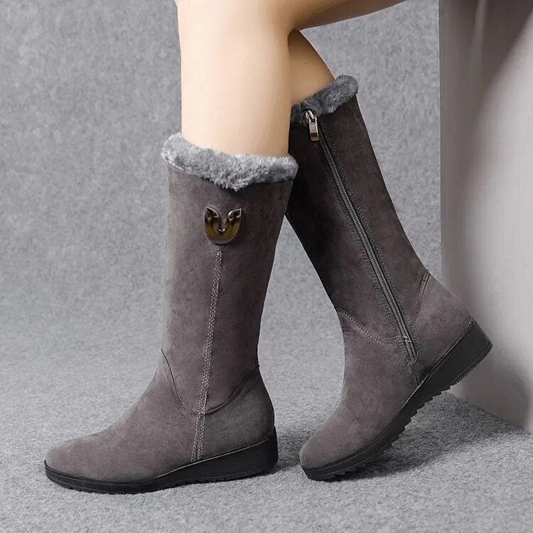 Women’s High Winter Boots Flat Solid Design